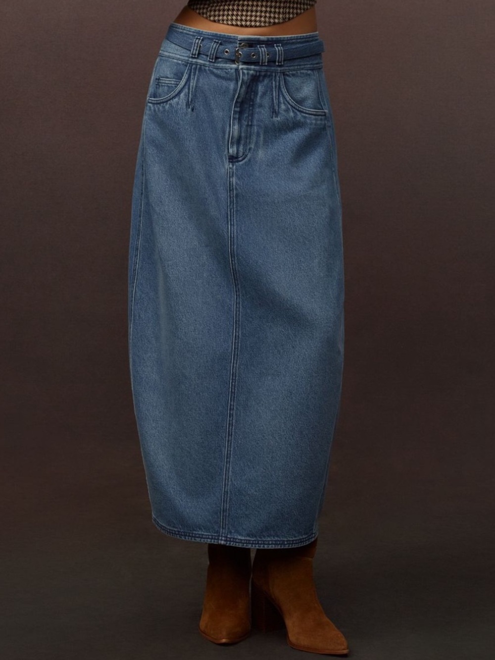 NWT Anthropologie Pilcro Barrel Denim Midi Skirt